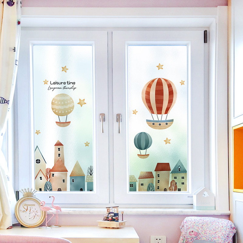 卧室窗户玻璃贴纸遮光卡通窗贴宝宝房间装饰窗户贴纸防窥防走光膜