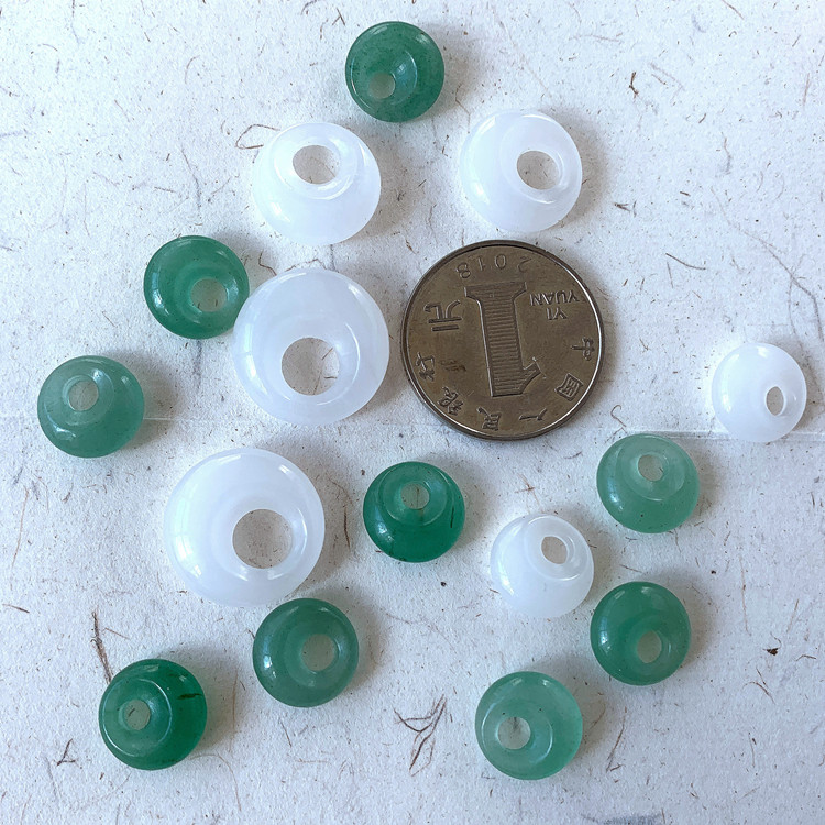 天然白玉东陵玉偏心平安扣耳环吊坠古风背云 diy手工饰品配件佩饰