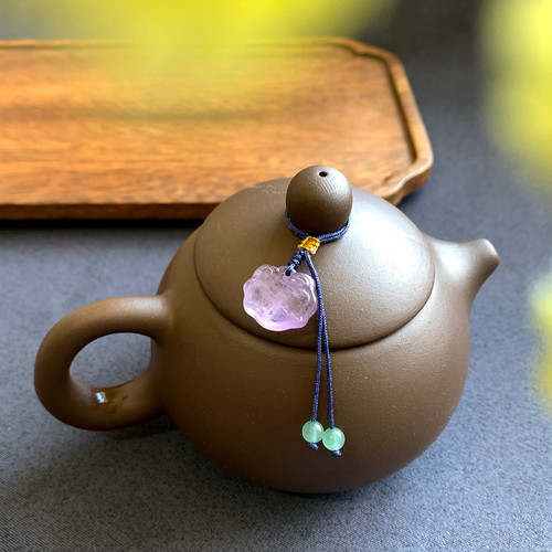 紫砂壶盖配饰玉石莲蓬茶壶小吊饰