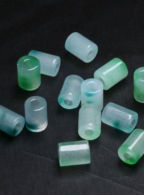 天然巴山翡翠飘花大孔桶珠隔珠竖管子8x11mm DIY手链项链配件配饰