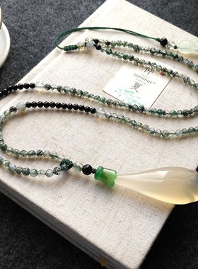 天然玉髓木兰花吊坠毛衣链项链女