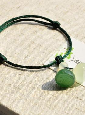 天然和田玉莲蓬手绳脚链玉石手链