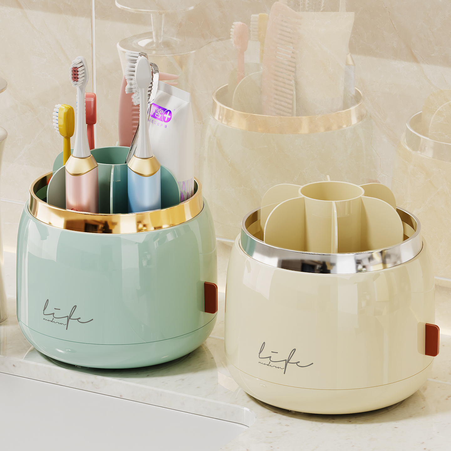 电动牙刷置物架卫生间台面洗漱台儿童牙具牙膏底座收纳筒2025新款