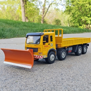 合金铲雪车模型市政抢险车运输车卡车工程车道路清理车玩具车摆件