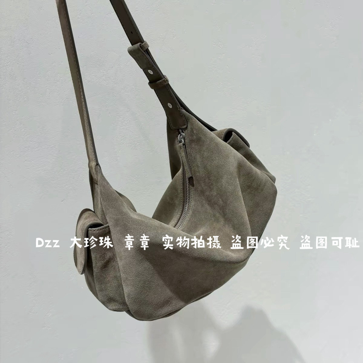 原厂正品头层磨砂牛皮hobo包2026新款双口袋真皮腋下包单肩包挎包
