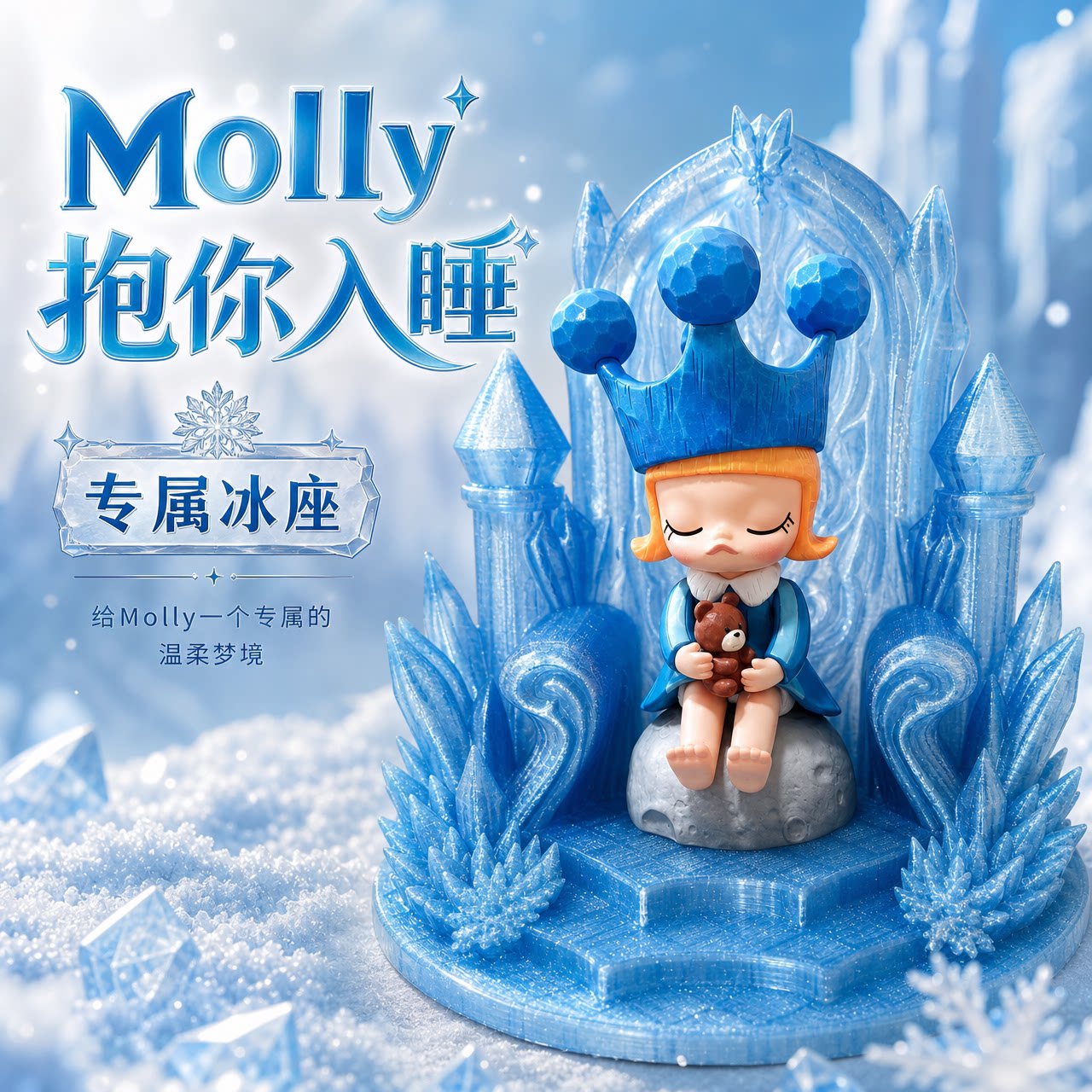 Molly沿途风景抱你入睡专属盲盒手办桌面展示架冰雪奇缘塑料摆件