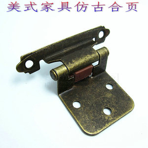 美式自关铰链家具橱柜门自关合页仿古合页铰青古铜弹簧铁明装合页