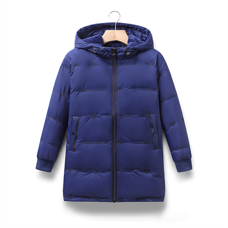 GILE男童加厚羽绒服儿童女童冬装童装男孩秋冬款连帽外套中长