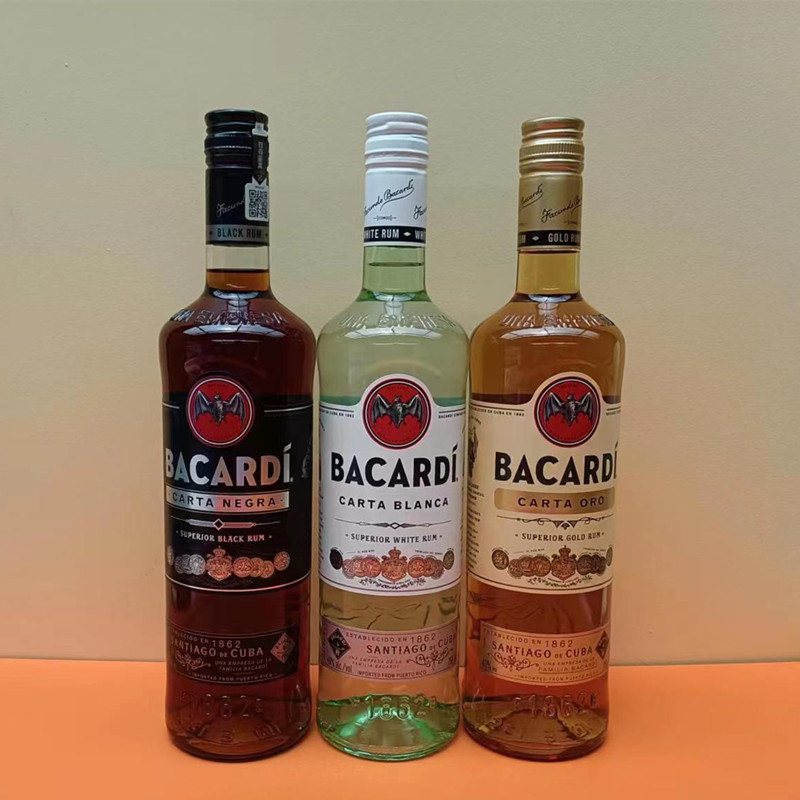 百加得黑白金朗姆酒调基酒提拉米苏烘焙原材料正品进口洋酒750ml