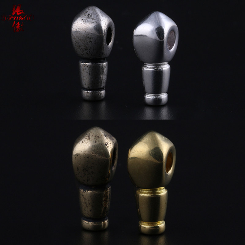 银傲 复古黄铜藏式佛头三通佛塔一体式沉香念珠星月DIY文玩配饰