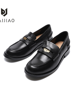 PAIJIAO' 牛皮复古做旧金币乐福单鞋女一脚蹬经典小皮鞋3557-9