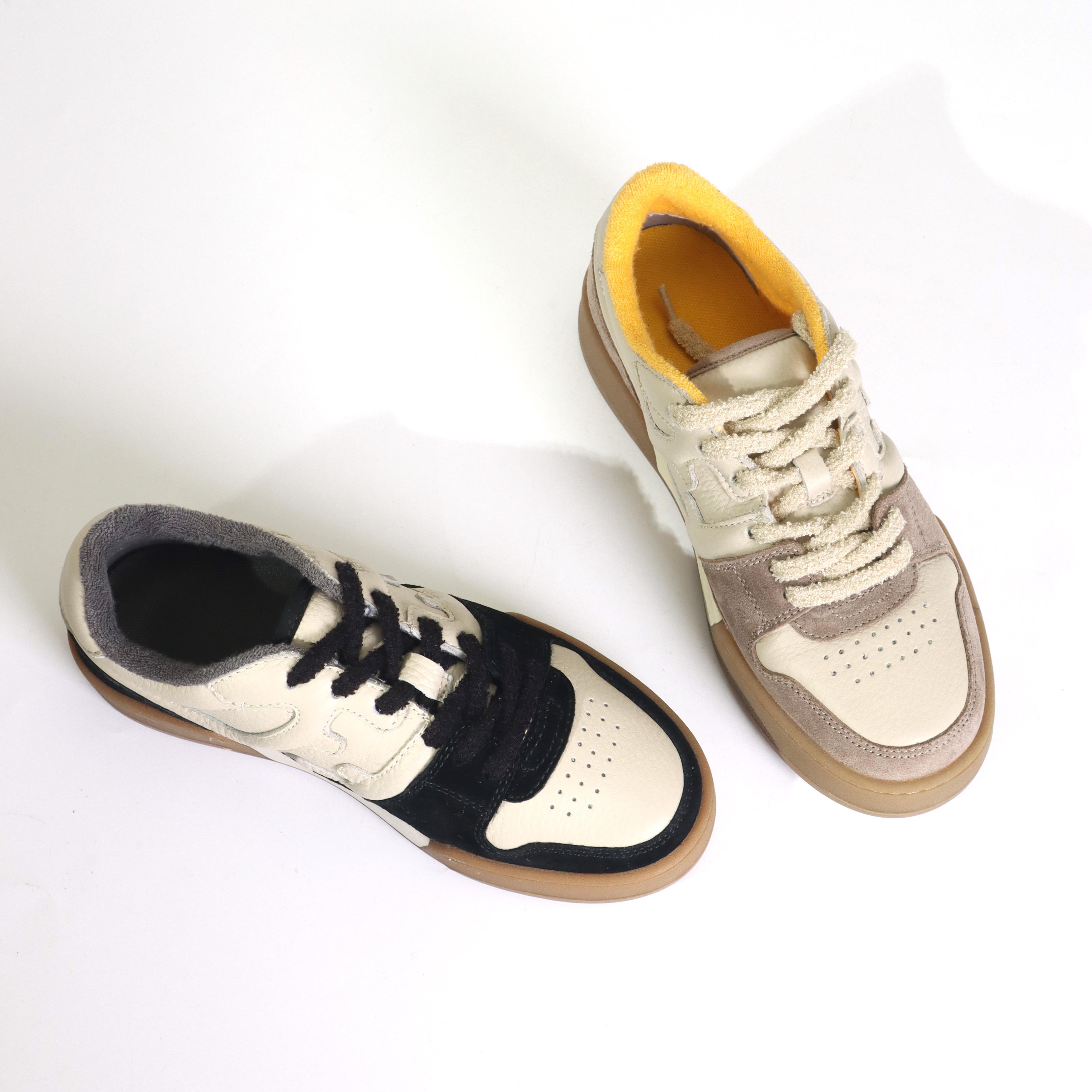 拼色牛皮复古板鞋春秋新款运动休闲鞋百搭爆款德训鞋女HJ3688-8