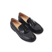 马皮水洗乐福鞋 英伦风一脚蹬厚底手工小皮鞋 通勤单鞋 排角 9895