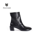 排角 004 简约圆头高跟短靴侧拉链手工马皮女靴XH 小众设计法式