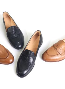 马皮复古乐福鞋女2025新款春软皮小皮鞋通勤平底单鞋XBH6526-1