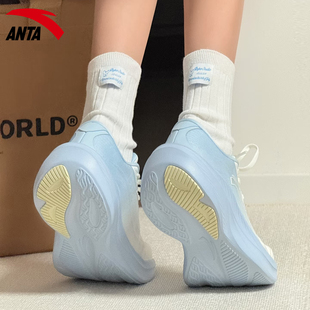 安踏叶子7跑步鞋女鞋蓝色清新百搭2026新款有氧慢跑鞋跳绳运动鞋