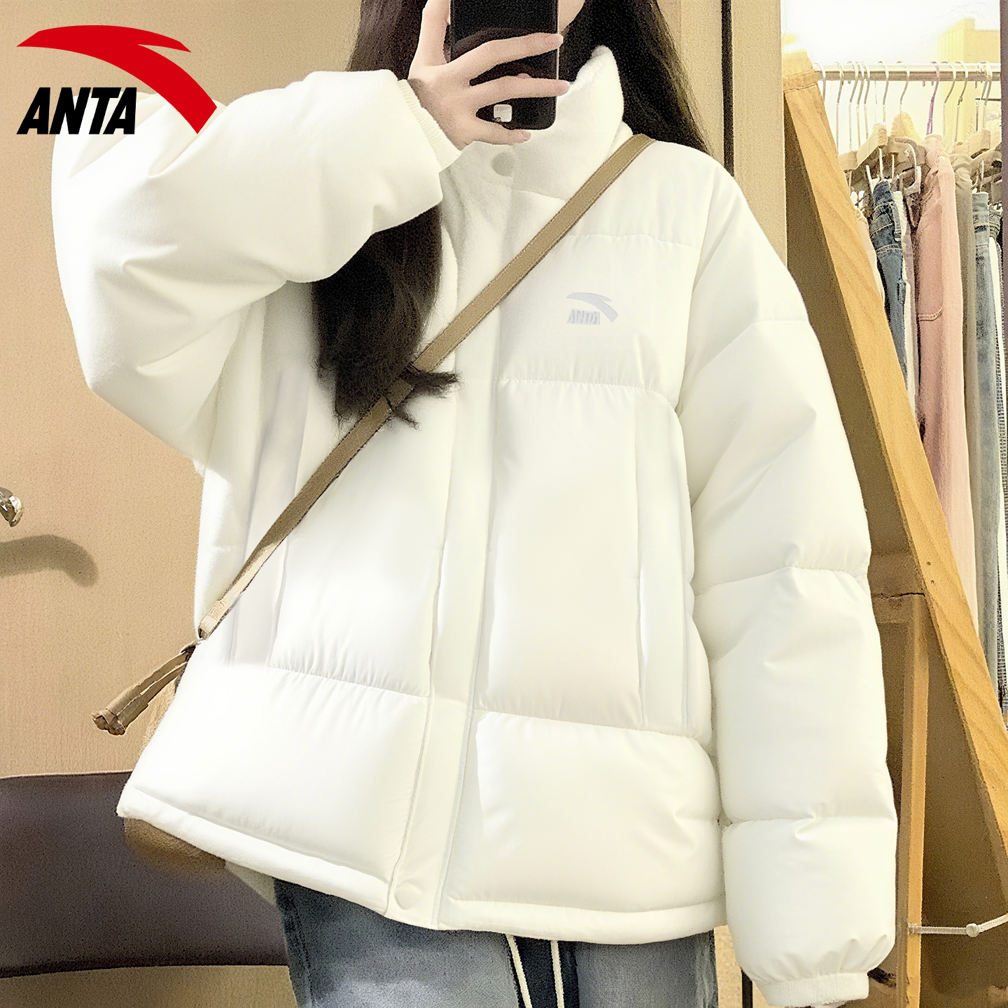 安踏外套女装棉服保暖防风