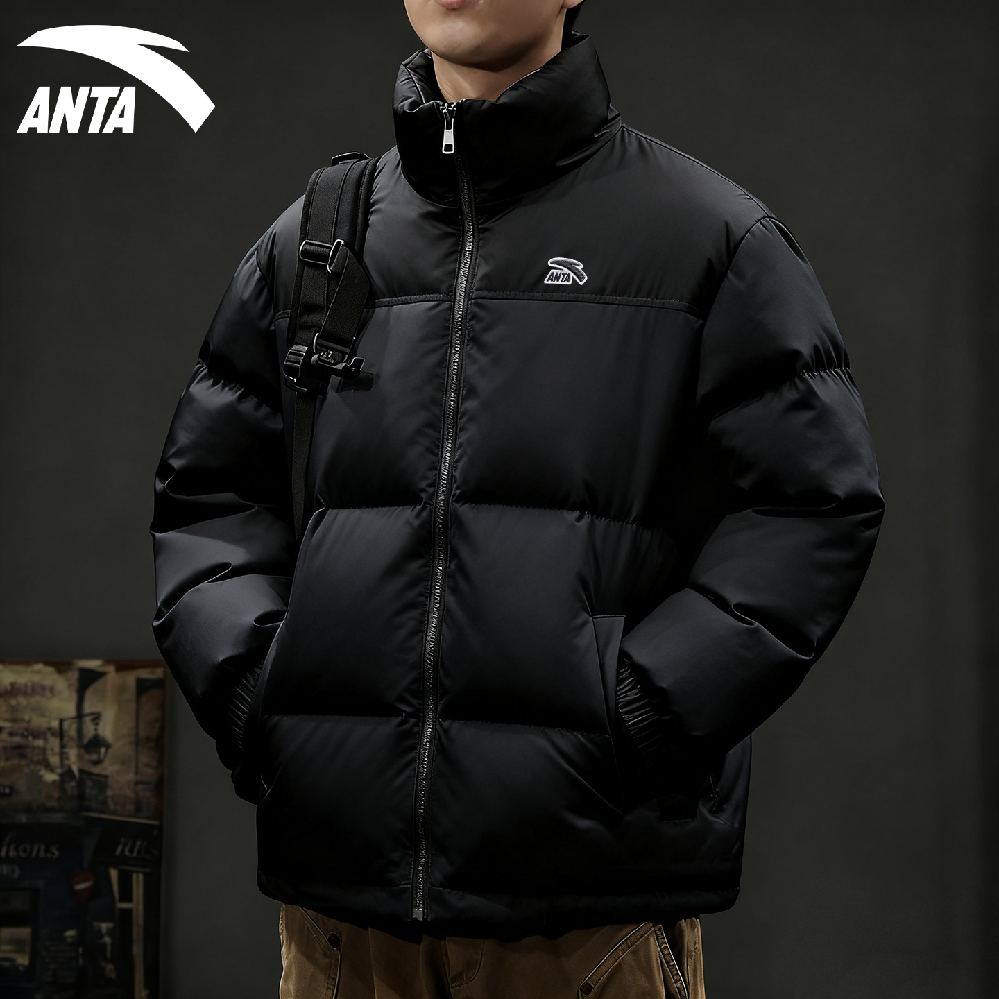 王一博同款安踏羽绒服男