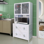 现代简约304不锈钢纱窗门柜碗柜微波炉置物架经济型收纳家用橱柜