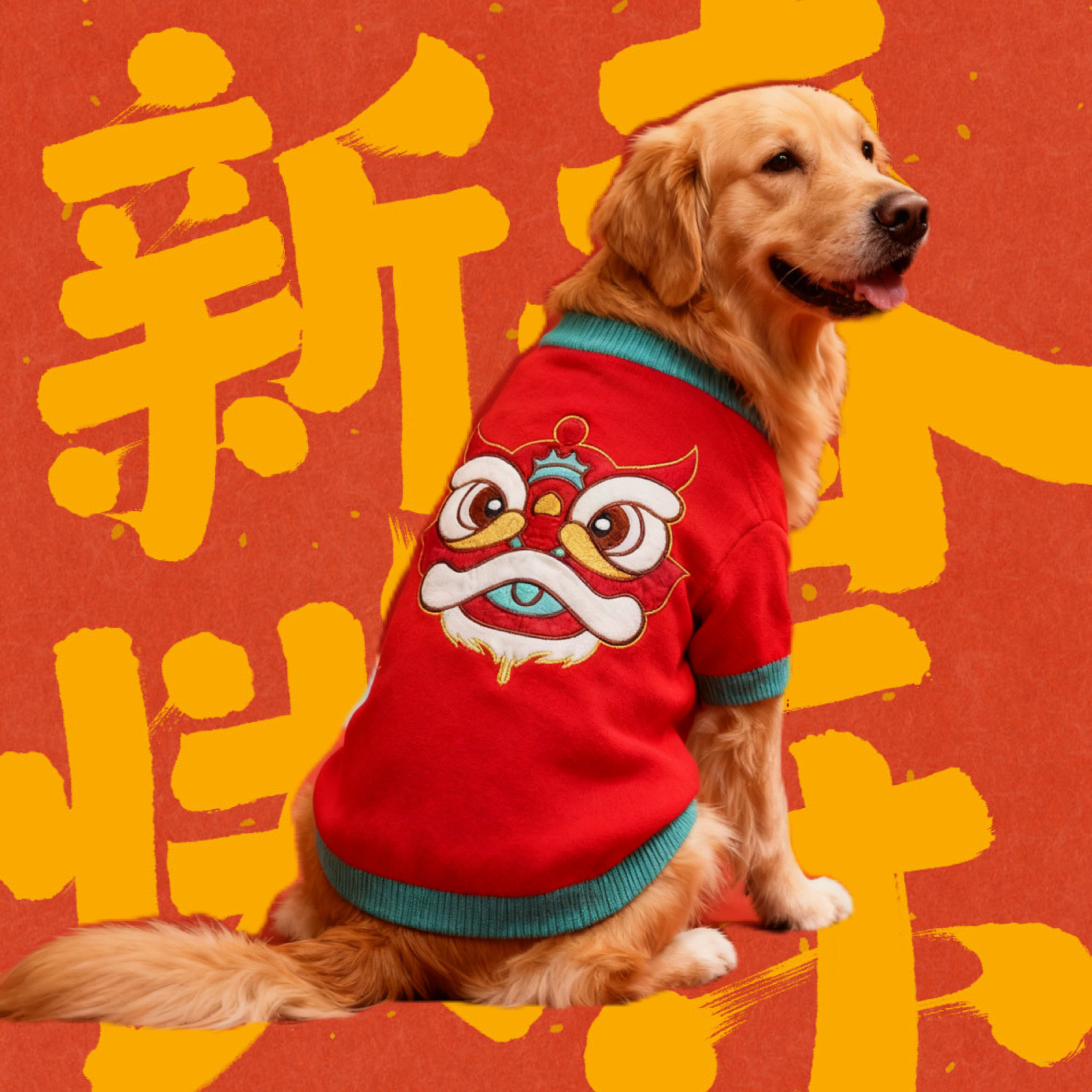 喜庆拜年中大型犬护腿保暖毛衣