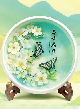 手工彩绘香脂画摆件结婚礼品创意