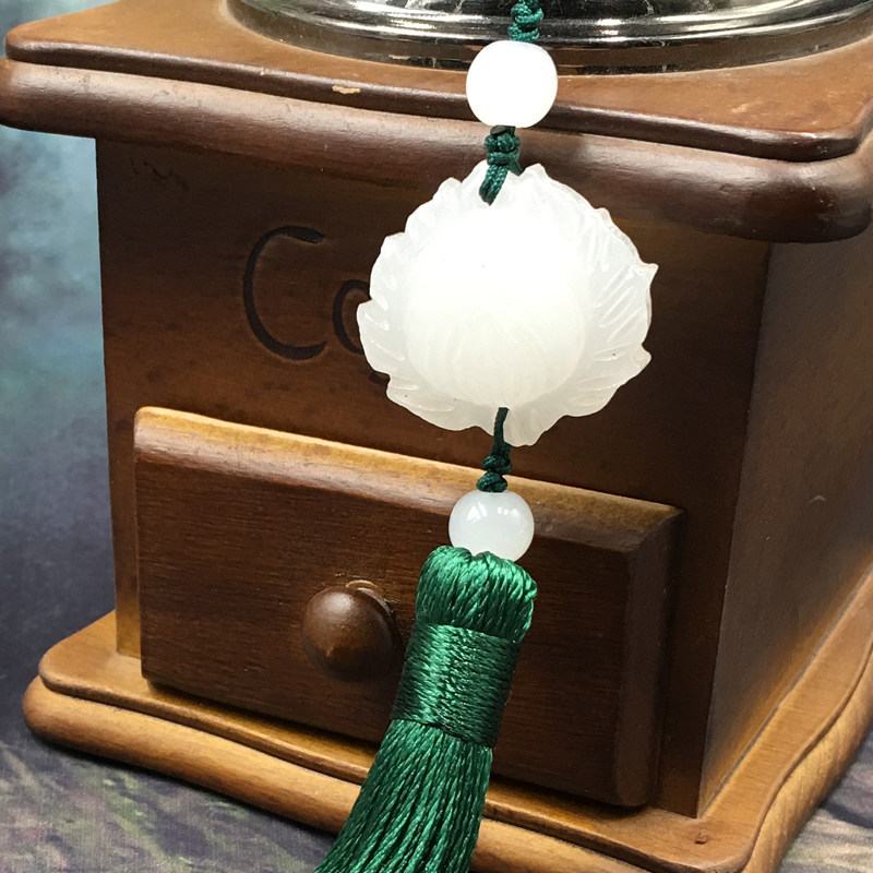 扇坠流苏莲花中国风穗子古典吊穗清浅古风白玉石手工吊坠扇子挂坠