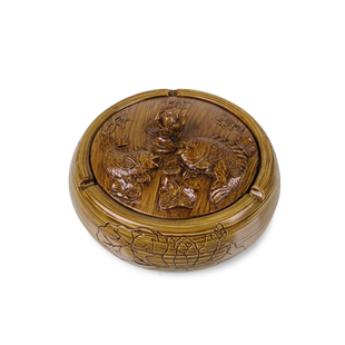 树脂烟灰缸大号带盖中式复古客厅茶几书房办公室装饰摆件个性创意