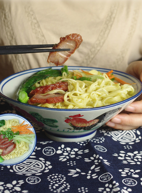 民国怀旧公鸡面碗青花家用特色餐厅餐具香港TVB周星驰道具鸡公碗