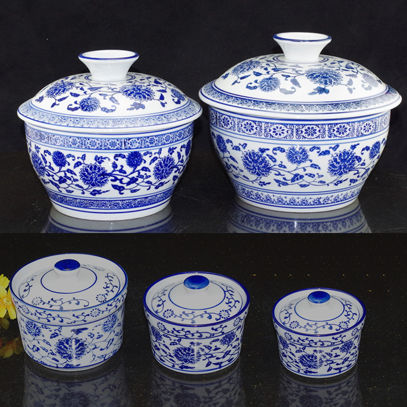 釉下彩炖盅带盖商用火锅调料盅