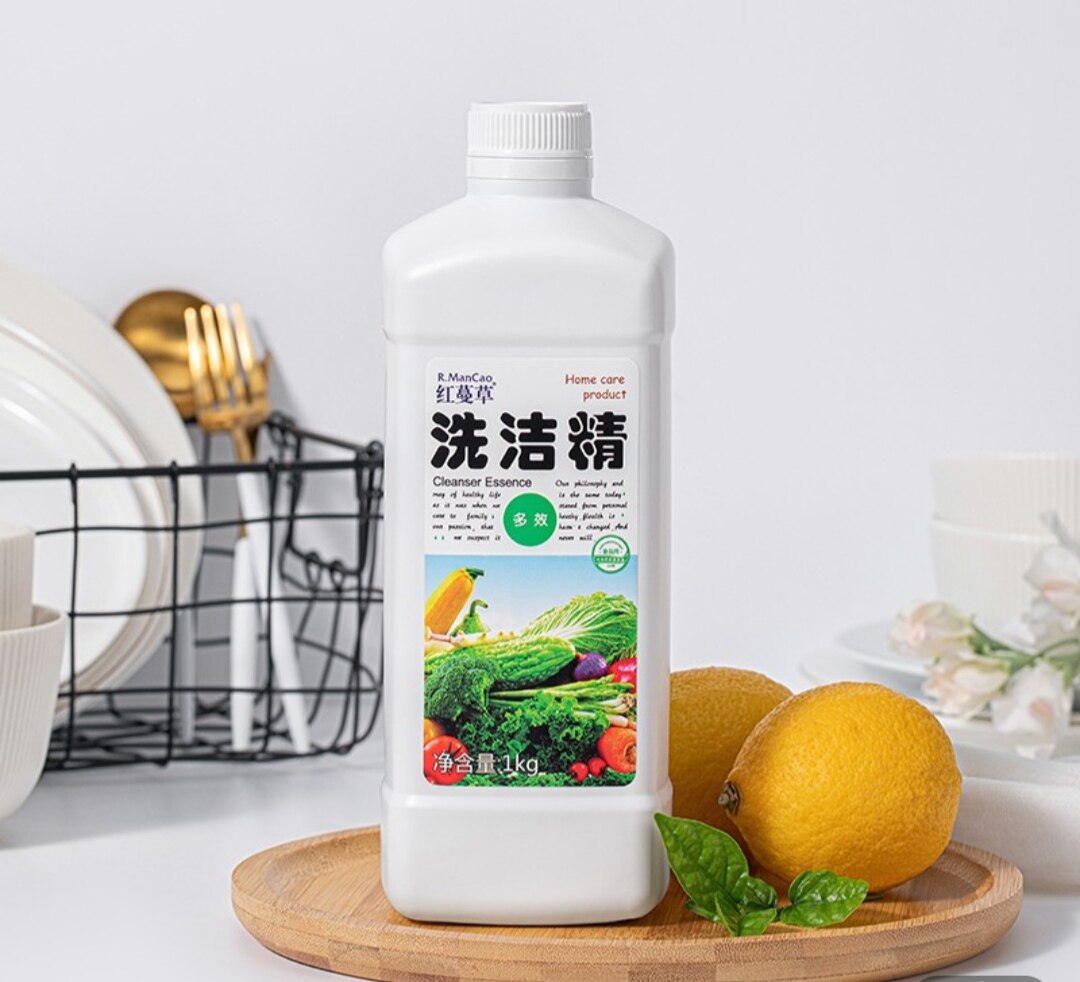 红蔓草多效洗洁精1kg瓶装去油去污不伤手无残留餐具果蔬清洗