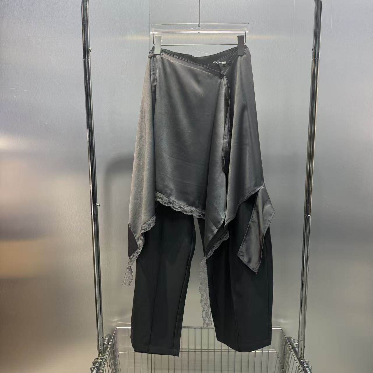 深圳南油2026春夏新款小众设计韩国两件系带直筒裤百搭气质西装裤