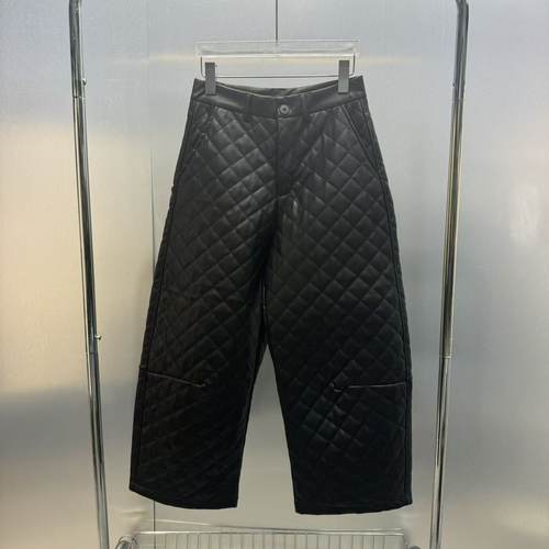 冬季东大门菱格保暖九分PU裤