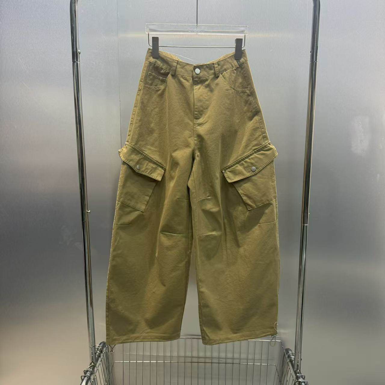 深圳南油2026春季新款美式工装风多口袋弯刀女高腰宽松显瘦阔腿裤,女装/女士精品,时尚工装裤,淘宝优惠券,粉丝福利购,淘宝优惠卷