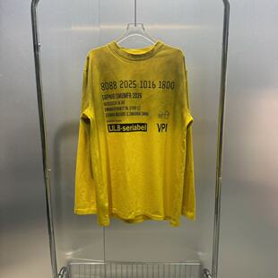 风字母印花长袖 美式 宽松百搭显瘦黄色体恤潮 新款 深圳南油2027春季