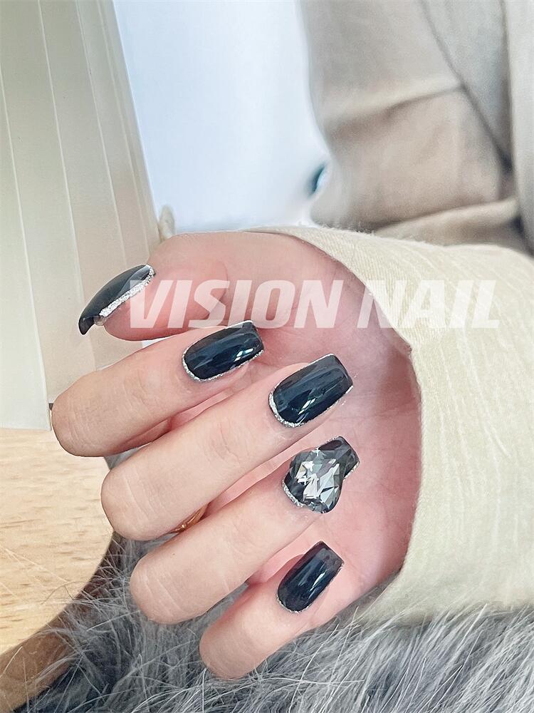 VISION NAIL施华洛黑色美甲贴片成品可拆卸手工穿戴甲片-封面