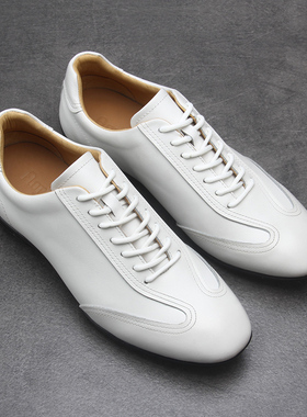 白色休闲皮鞋男士真皮新款头层牛皮纯牛皮高端绅士宴会商务休闲鞋