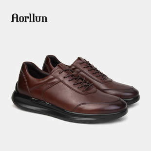 男士皮鞋真皮头层牛皮秋季新款高档棕色婚鞋舒适通勤商务休闲男鞋