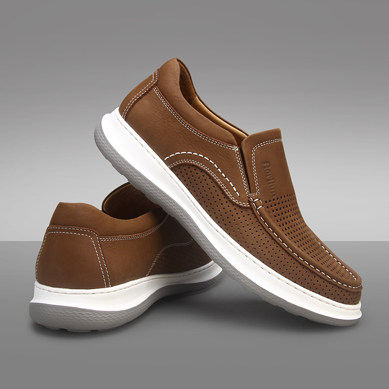 一脚蹬真皮磨砂皮超轻男士休闲鞋