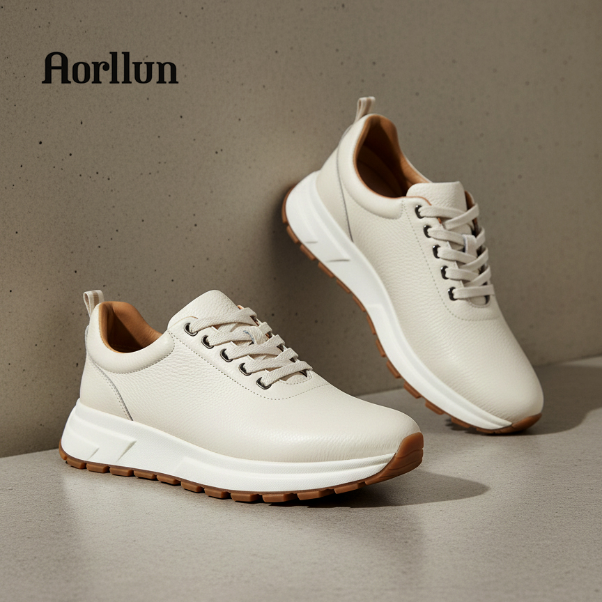 奥勒伦真皮男士运动休闲鞋小白鞋