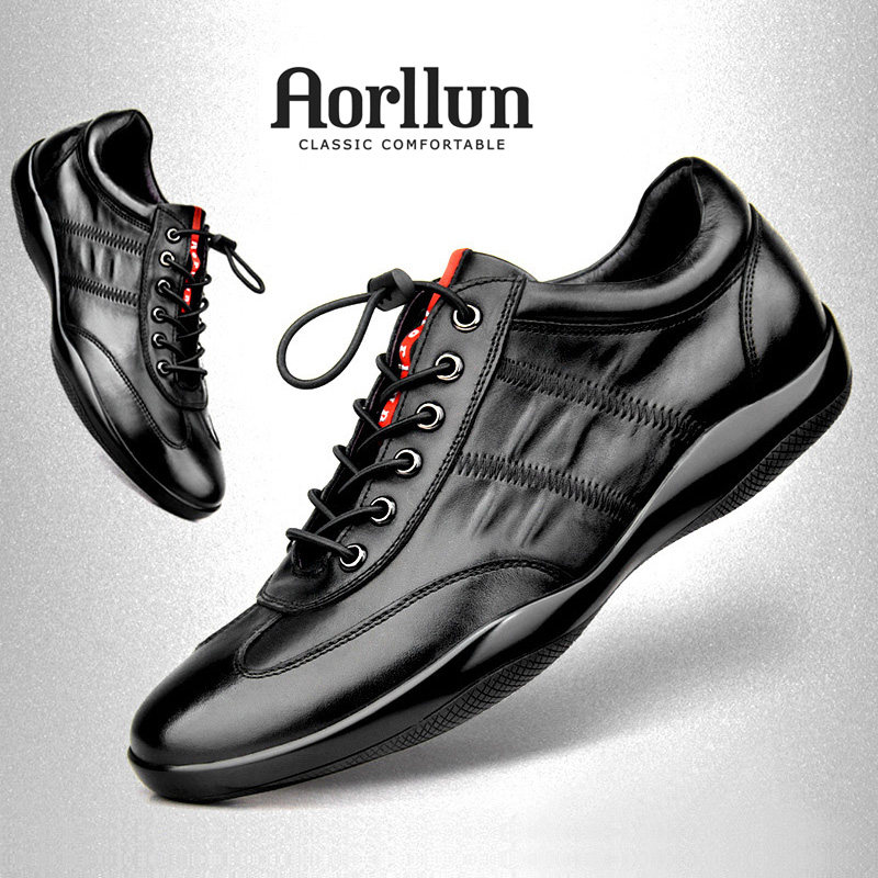 男士休闲皮鞋青年英伦潮鞋百搭真皮软面皮男鞋头层牛皮运动休闲鞋