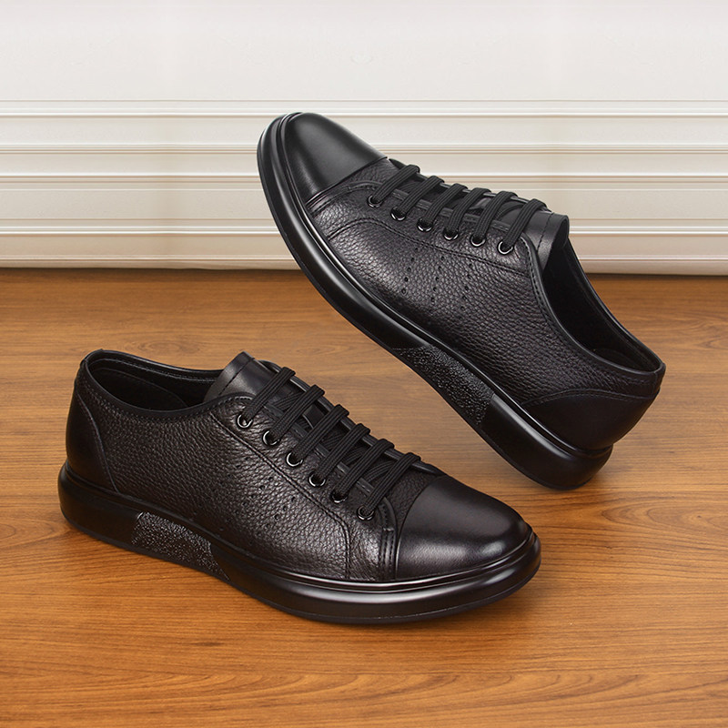 男士休闲皮鞋2026春夏透气薄款新款男鞋软皮鹿皮防滑软底真皮单鞋