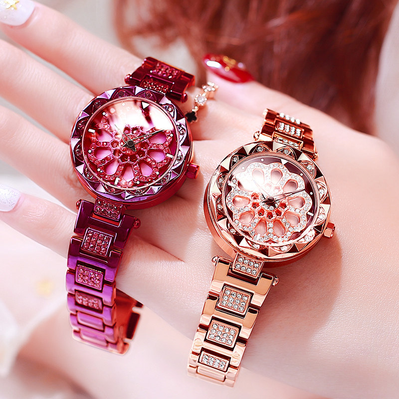 满钻时来运转手表女士ins风2020年新款简约气质学生防水时尚女表