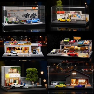 火车驿站重庆微缩拉面馆 64街道场景模型藤原豆腐汽修厂修车日式