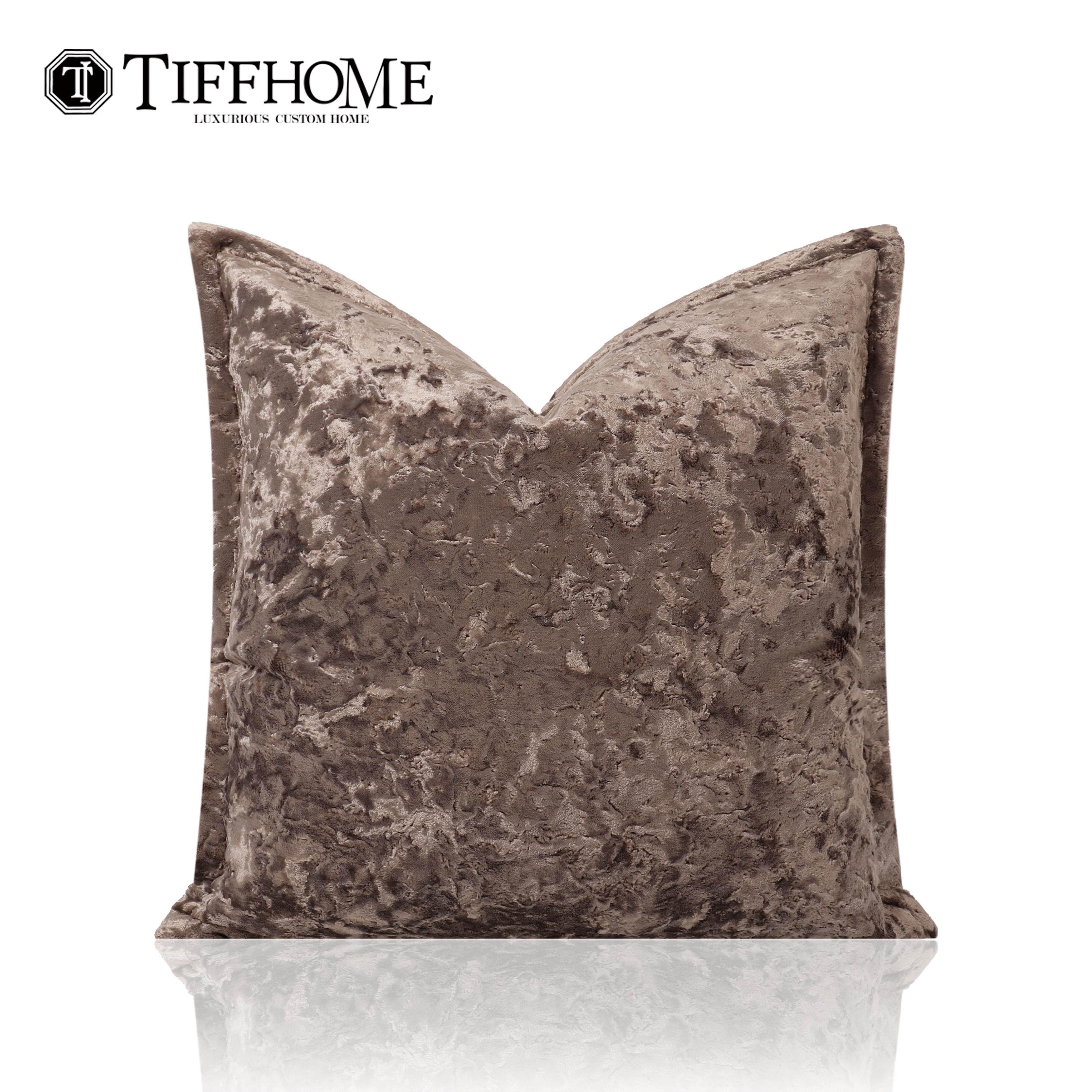 蒂芙家居设计师轻奢高档咖色绒抱枕靠枕沙发样板间民宿腰枕套定制