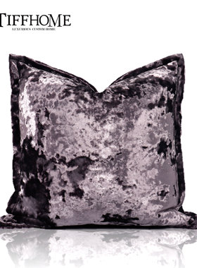 蒂芙家居轻奢样板间抱枕新中式紫色进口雪花绒沙发方形靠枕靠垫套