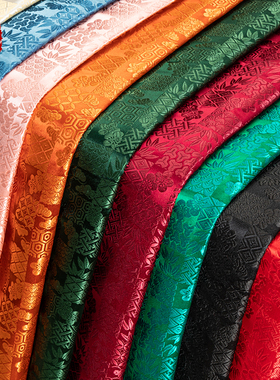 织锦缎日韩暗格高密旗袍汉服尼龙绸缎九宫格丝绸包娃衣提花布料