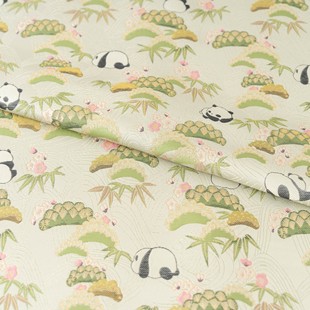 中国风旗袍童装 饰手工提花织锦缎丝绸面料 马甲熊猫舞台装