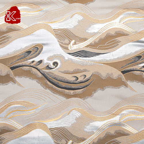 日本西阵织黑金色和风布料