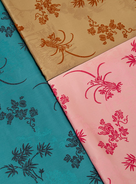 仿漳绒古风兰花色织仿宋锦提花布料高定优雅汉服新中式布料