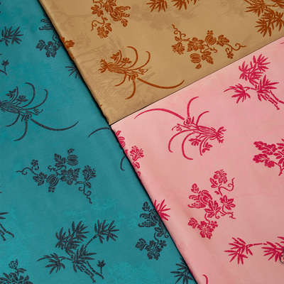 仿漳绒古风兰花色织仿宋锦提花